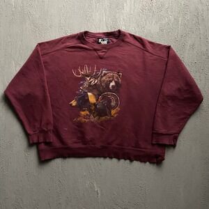 Vintage Wildlife Graphic Sweatshirt Mens XL Maroon 90s Starter‎